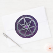 Elf ster Zilver in reliëf gemaakt met Amethist Ronde Sticker (Envelop)