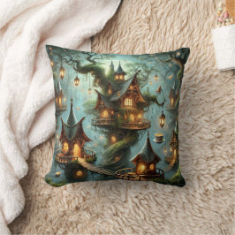 Elf Tea House Fantasy Village Home Throw Pillow Kussen