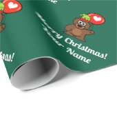 Elf teddybeer met hartballon Kerstmis Cadeaupapier (Rol Hoek)