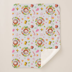 Elf the Movie   Four Main Food Groups Pattern Sherpa Deken