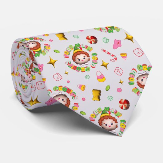 Elf the Movie | Four Main Food Groups Pattern Stropdas (Opgerold)