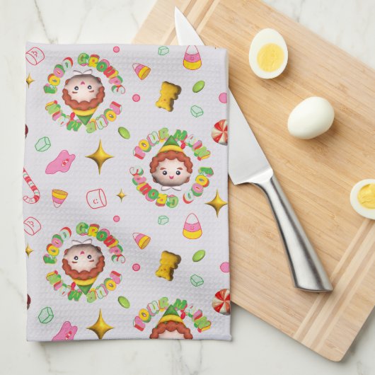 Elf the Movie | Four Main Food Groups Pattern Theedoek (Quarter Fold)