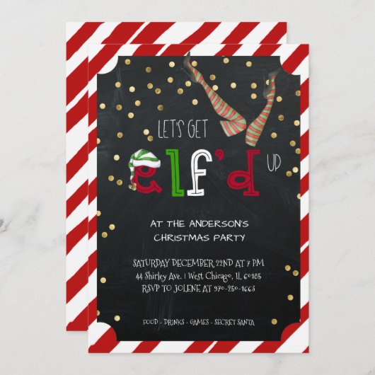 Elf thema kerstfeest kaart (Voorkant / Achterkant)