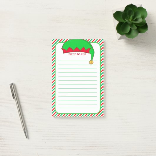 Elf to do lijst & groen, rood & wit Lijst Post-it® Notes (Kantoor)