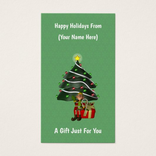 Elf Tree Gift Kerstvakantie Gift Kaart Label (Voorkant)