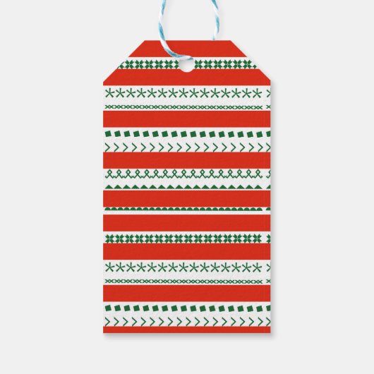 Elf Uw Familie Van Drie Sjaal Rood Groen Grappig Cadeaulabel (Achterkant)