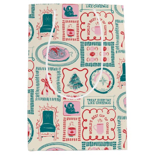 elf-vakantie-pictogrampatroon medium cadeauzakje (Voorkant)