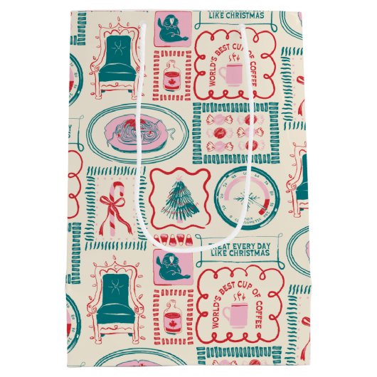 elf-vakantie-pictogrampatroon medium cadeauzakje (Achterkant)