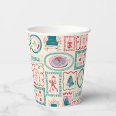 elf-vakantie-pictogrampatroon papieren bekers (Achterkant)