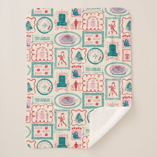 elf-vakantie-pictogrampatroon sherpa deken (Voorkant)