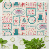 elf-vakantie-pictogrampatroon theedoek (Gevouwen)