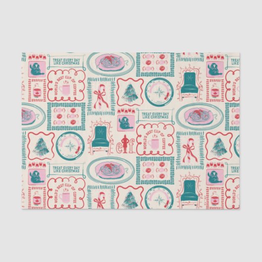 elf-vakantie-pictogrampatroon tissuepapier (Voorkant)