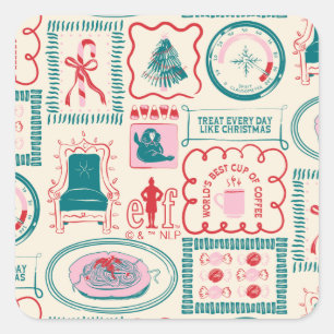 elf-vakantie-pictogrampatroon vierkante sticker
