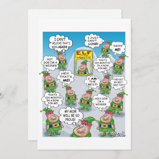 Elf van de maand feestdagenkaart (Voorkant / Achterkant)