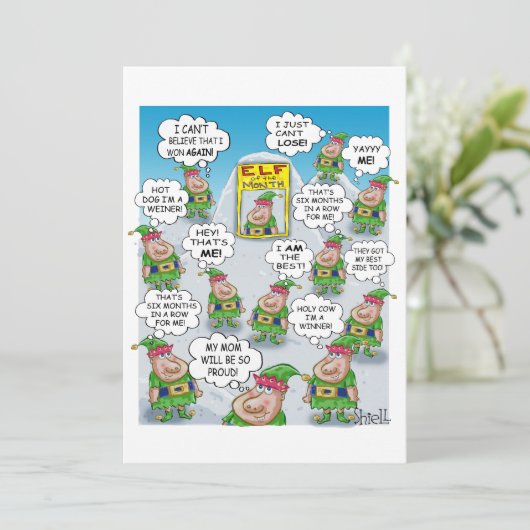 Elf van de maand feestdagenkaart (Staand voorkant)