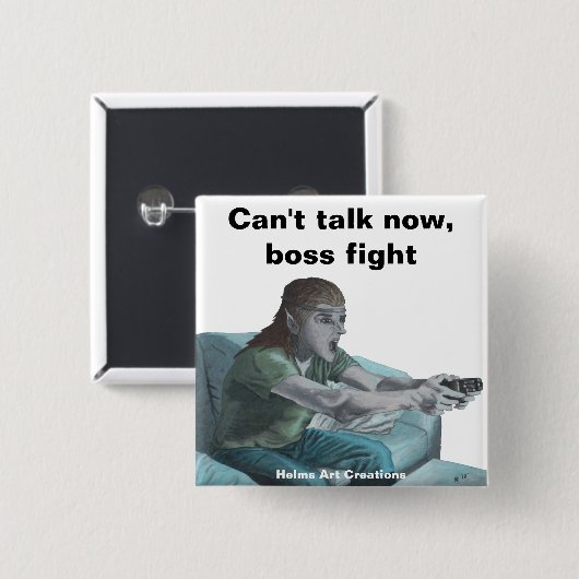 Elf Video Gamer Boss Fight Fantasy Art Button (Voorkant /achterkant)