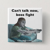 Elf Video Gamer Boss Fight Fantasy Art Button (Voorkant)