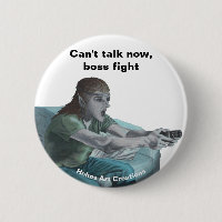 Elf Video Gamer Game Boss Fight Fantasy Art Button
