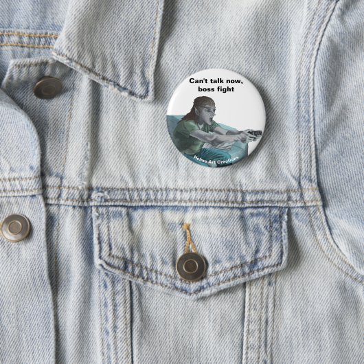 Elf Video Gamer Game Boss Fight Fantasy Art Button (In situ)