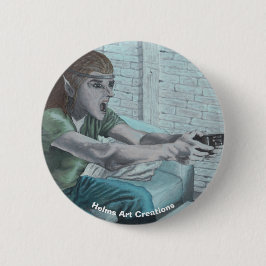 Elf Video Gamer Spelen Fantasy Art Button