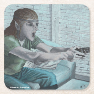 Elf Video Gamer Spelen Spel Fantasy Paper Onderzet Kartonnen Onderzetters