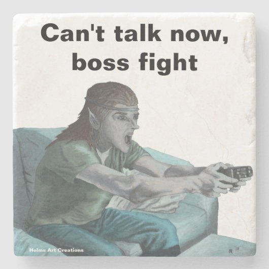 Elf Video Gamer Spelen Videogames Stone Onderzette Stenen Onderzetter (Voorkant)