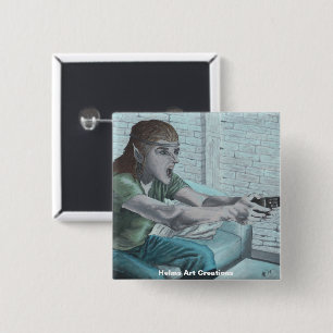 Elf Video Speler Fantasy Art Button