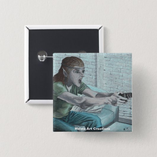 Elf Video Speler Fantasy Art Button (Voorkant /achterkant)