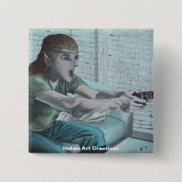 Elf Video Speler Fantasy Art Button