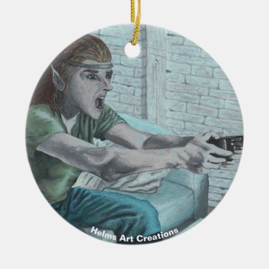 Elf Video Speler Fantasy Art Ornament (Voorkant)