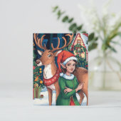 Elf vrouw en een rendier briefkaart (Staand voorkant)