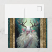 Elf Vrouw Met Antlers Fantasie Kunst Briefkaart (Voorkant / Achterkant)