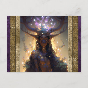 Elf Vrouw Met Antlers Fantasie Kunst Briefkaart