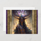 Elf Vrouw Met Antlers Fantasie Kunst Briefkaart (Voorkant / Achterkant)
