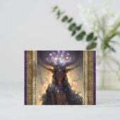 Elf Vrouw Met Antlers Fantasie Kunst Briefkaart (Staand voorkant)