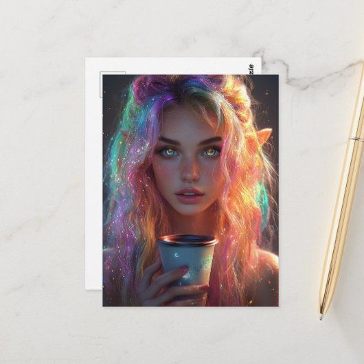 Elf vrouwen met koffie briefkaart (Voorkant / Achterkant in situ)