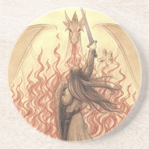 Elf vs Dragon Zandsteen Onderzetter