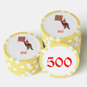 Elf w Polka Dot Gift geel 500 gestreepte pokerchip