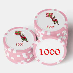Elf w Polka Dot Gift roze 1000 gestreepte pokerchi Poker Chips