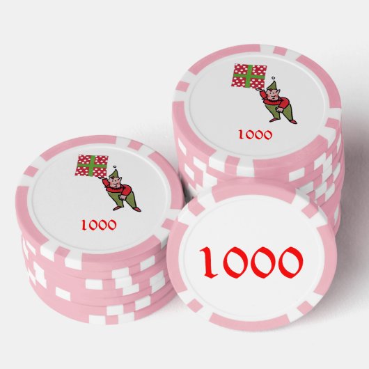 Elf w Polka Dot Gift roze 1000 gestreepte pokerchi Poker Chips (Opstapeling)