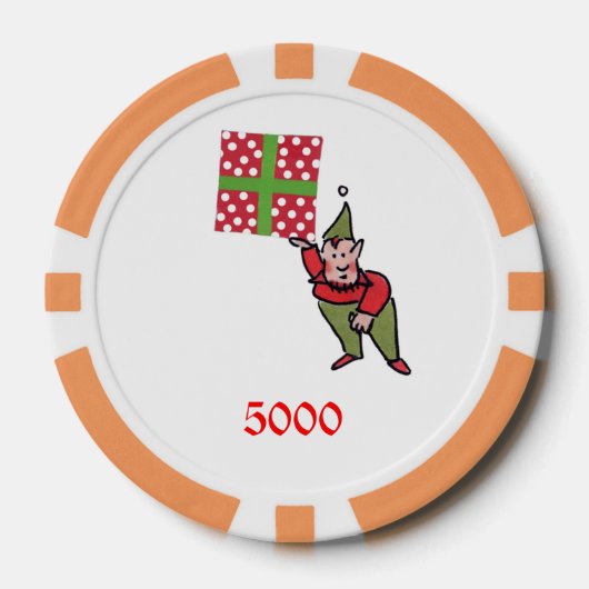 Elf w Polka Dot Gift sinaasappel 5000 streep poker Poker Chips (Voorkant)