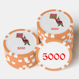 Elf w Polka Dot Gift sinaasappel 5000 streep poker Poker Chips