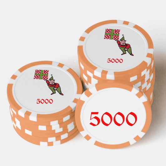Elf w Polka Dot Gift sinaasappel 5000 streep poker Poker Chips