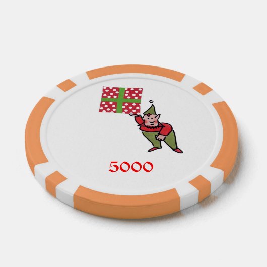 Elf w Polka Dot Gift sinaasappel 5000 streep poker Poker Chips (Enkel)