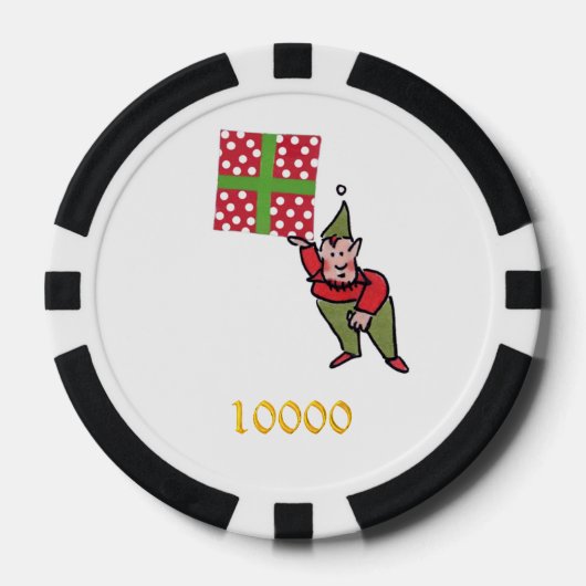 Elf w Polka Dot zwart goud 10K streep poker chip (Voorkant)