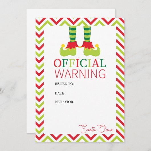 Elf Warning Letter van Santa Claus Kaart (Voorkant / Achterkant)