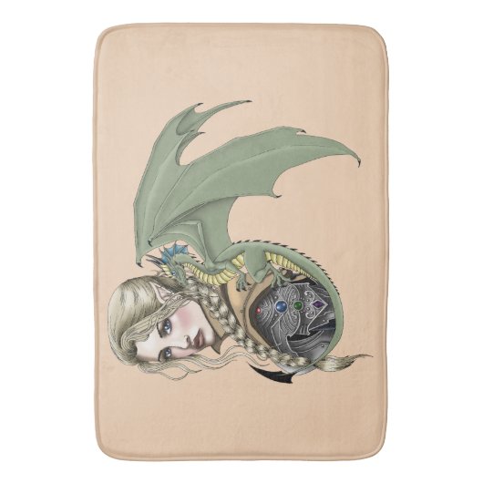 Elf Warrior Dragon Fantasy Badmat (Voorkant Verticaal)