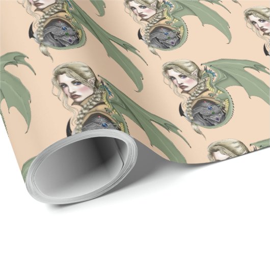 Elf Warrior Dragon Fantasy Cadeaupapier (Rol Hoek)