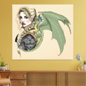 Elf Warrior Dragon Fantasy Canvas Afdruk (Insitu (Woonkamer))