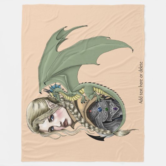 Elf Warrior Dragon Fantasy Fleece Deken (Voorkant)